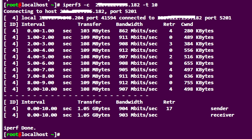 iperf3 network bandwidth 측정 ( server , client)
